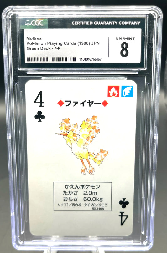 Moltres – Pokémon Playing Cards (1996 JPN Green Deck #4) CGC 8.5 NM/Mint+