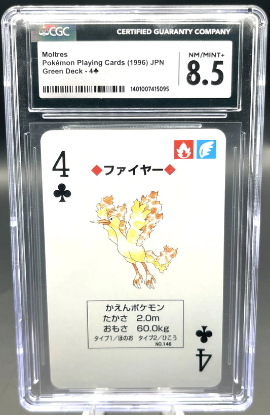 Moltres – Pokémon Playing Cards (1996 JPN Green Deck #4) CGC 8.5 NM/Mint+